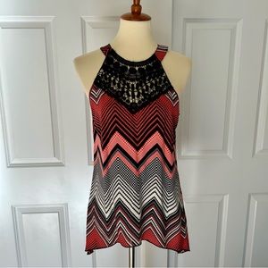 Women’s Printed Halter Top Black/Coral